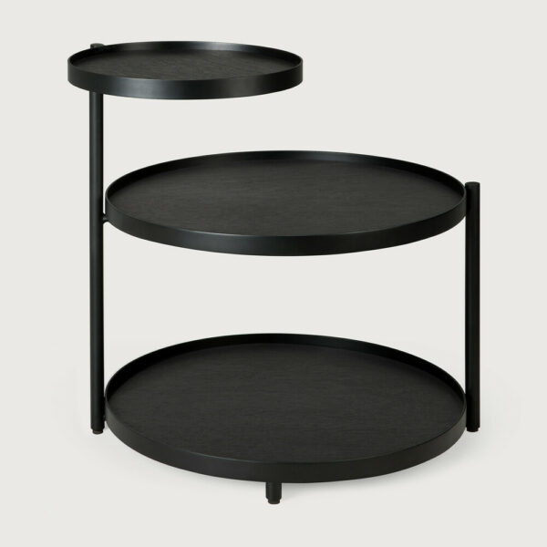 Table d'appoint à plateaux Swive - bois vernis - noir - rond - XS - 54x49x52 cm - plateaux non inclus - Ethnicraft